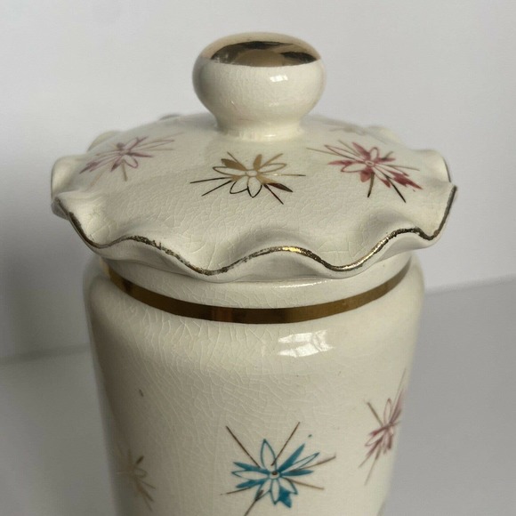 VTG Royal Sealy Atomic Starburst MCM Apothecary Vanity Jar 9" Tall Ivory Crazing - Picture 5 of 12